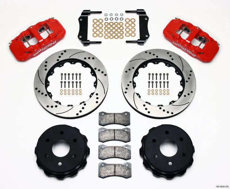 Wilwood Aero4 Rear Truck Kit 14.25In Drill Red 1999-2010 Gm 1500 Suv 2 Piston Oe Caliper 1