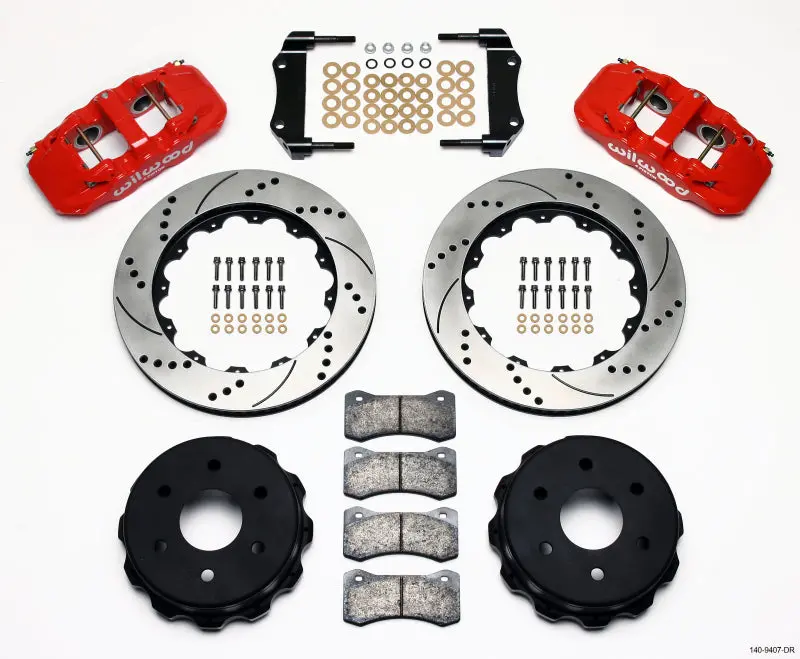 Wilwood Aero4 Rear Truck Kit 14.25In Red 1 Piston Oe Caliper For 1999-2010 Gm 1500 Suv 1