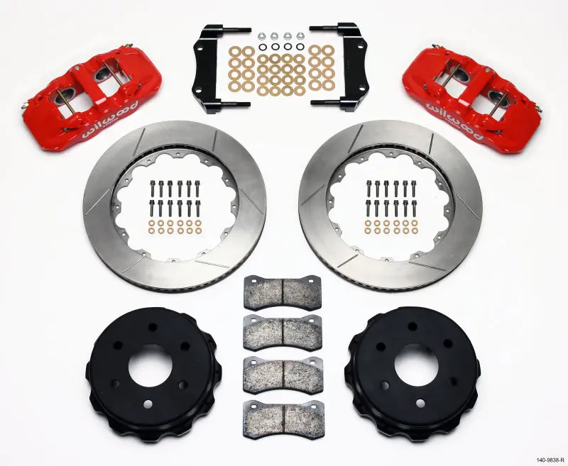 Wilwood Aero4 Rear Truck Kit 14.25In Red 2 Piston Oe Caliper For 1999-2010 Gm 1500 Suv 1
