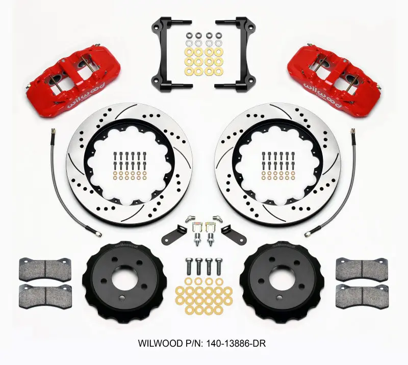 Wilwood Aero6 Front Hat Kit 14.00 Drilled Red 2015-2017 Ford Mustang Ecoboost Gt Shelby V6 1