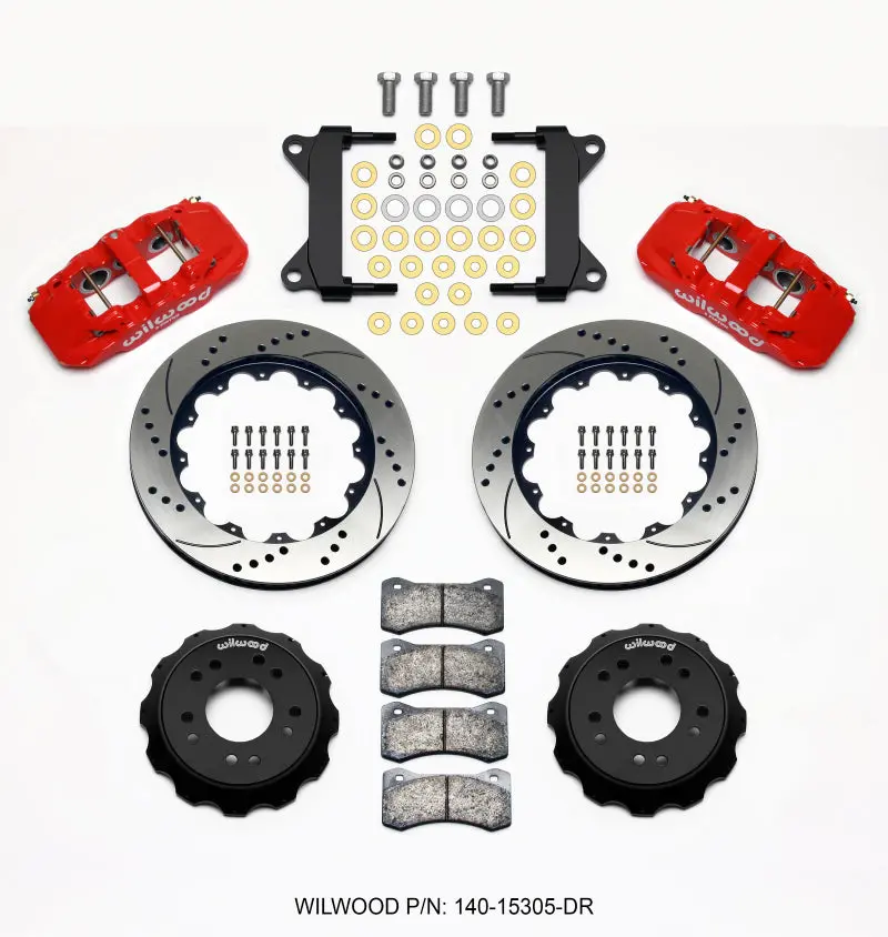 Wilwood Aero6 Front Hat Kit 14.00 Drilled Red For 63-87 C10 With Wilwood Pro Spindles 1