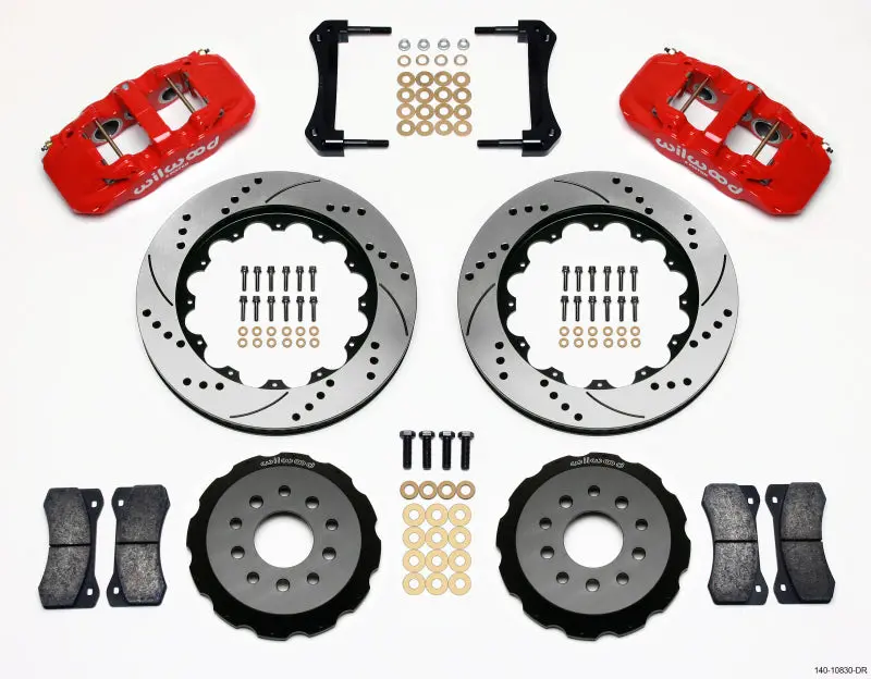 Wilwood Aero6 Front Hat Kit 14.00 Drilled Red Ford Mustang 2005-2014 1