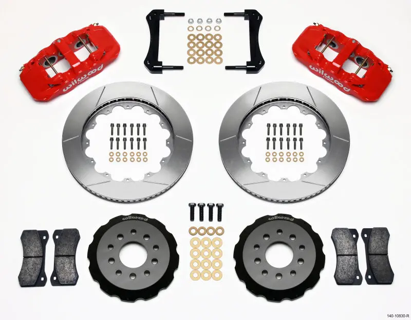Wilwood Aero6 Front Hat Kit 14.00 Red For 2005-2014 Ford Mustang 1