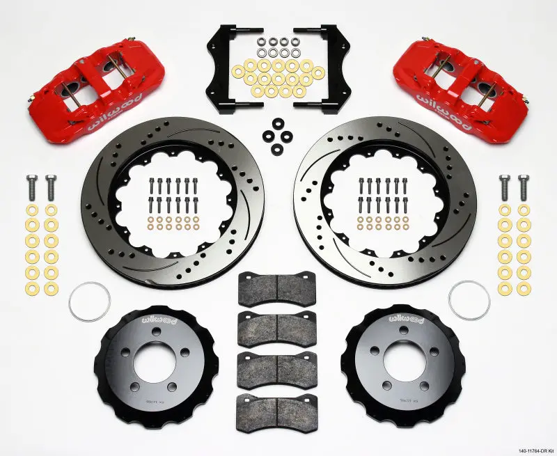Wilwood Aero6 Front Hat Kit 14.25 Drilled Red For 2006-10 Charger, Challenger, Magnum, 300C 1