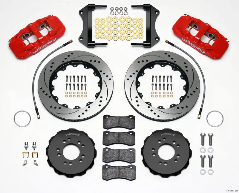 Wilwood Aero6 Front Hat Kit 14.25 Drilled Red For 2014-2016 Corvette C7 1
