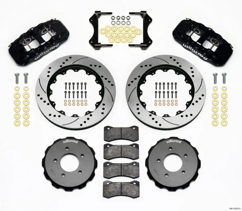 Wilwood Aero6 Front Hat Kit 14 Inch Drilled Rotors For 99-06 Bmw E46 1