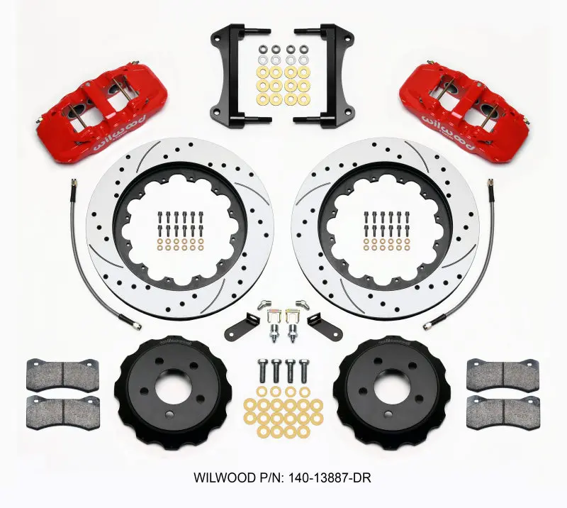 Wilwood Aero6 Front Hat Kit 15.00 Drilled Red 2015-2017 Ford Mustang Ecoboost Gt Shelby V6 1