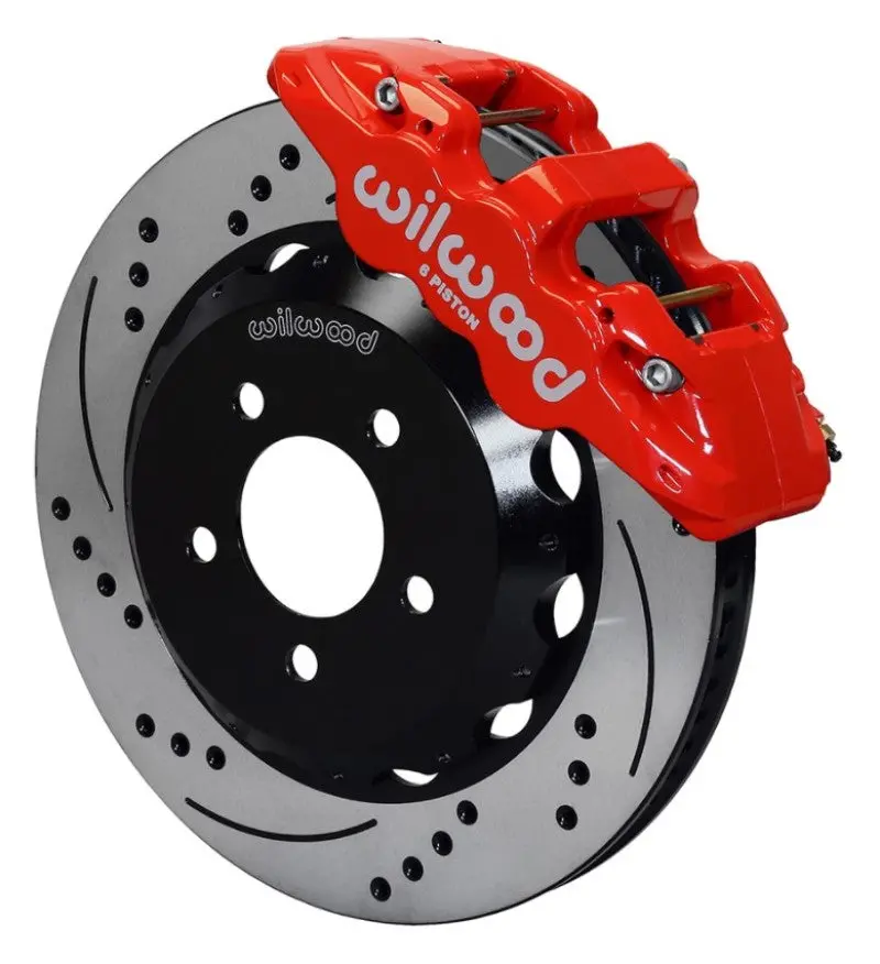 Wilwood Aero6 Front Hat Kit 15.00 Drilled Red 2016-2017 Camaro Lt Ss Zl1 W/Lines 1