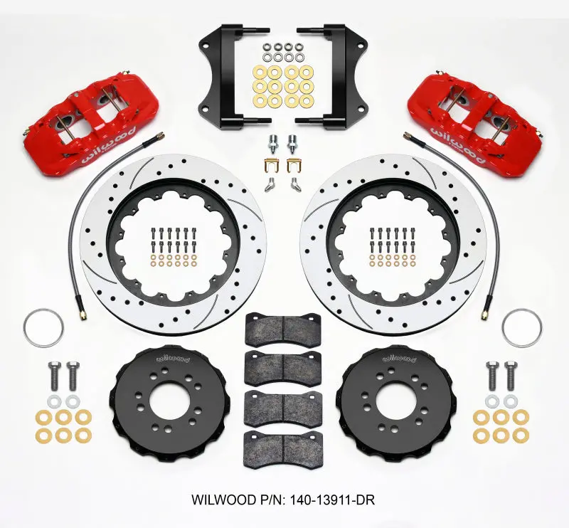 Wilwood Aero6 Front Hat Kit 15.00 Drilled Red For 2014-2016 Corvette Stingray And 2015-2016 Corvette Z06 W/Lines 1