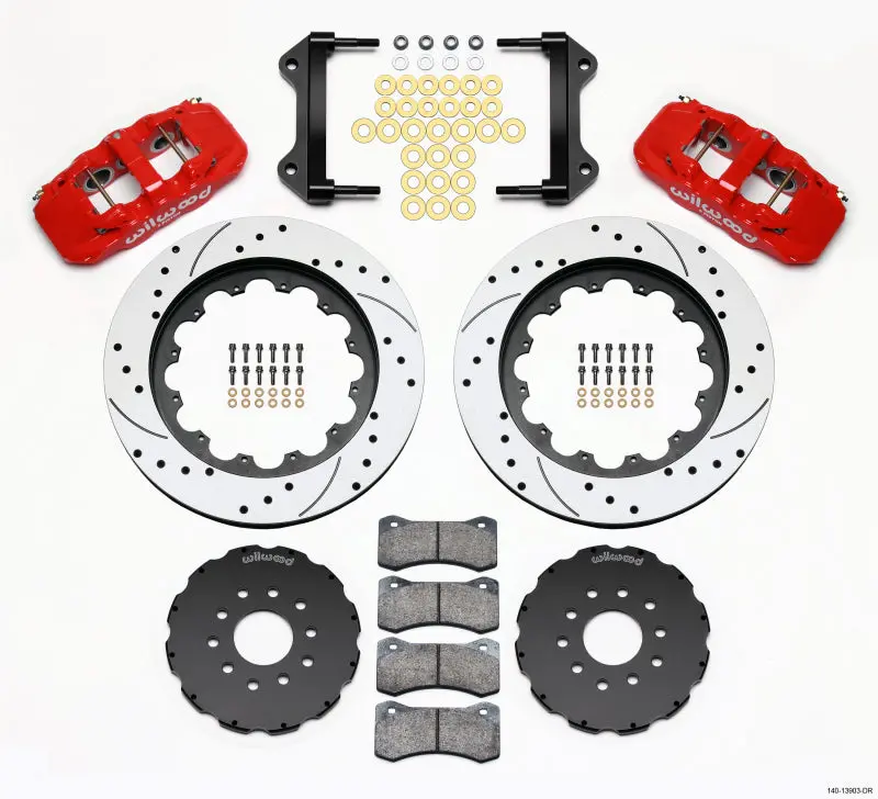 Wilwood Aero6 Front Hat Kit 15.00 Drilled Red For 97-04 Corvette C5, Z06 & 05-13 C6 1