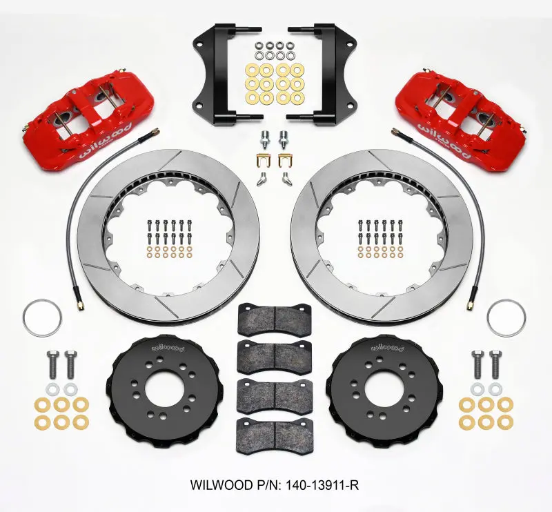 Wilwood Aero6 Front Hat Kit 15.00 Red For 2014-2016 Corvette C7 Stingray And 2015-2016 Corvette C7 Z06 W/Lines 1
