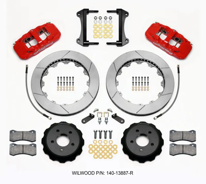 Wilwood Aero6 Front Hat Kit 15.00 Red For 2015-2017 Ford Mustang 1