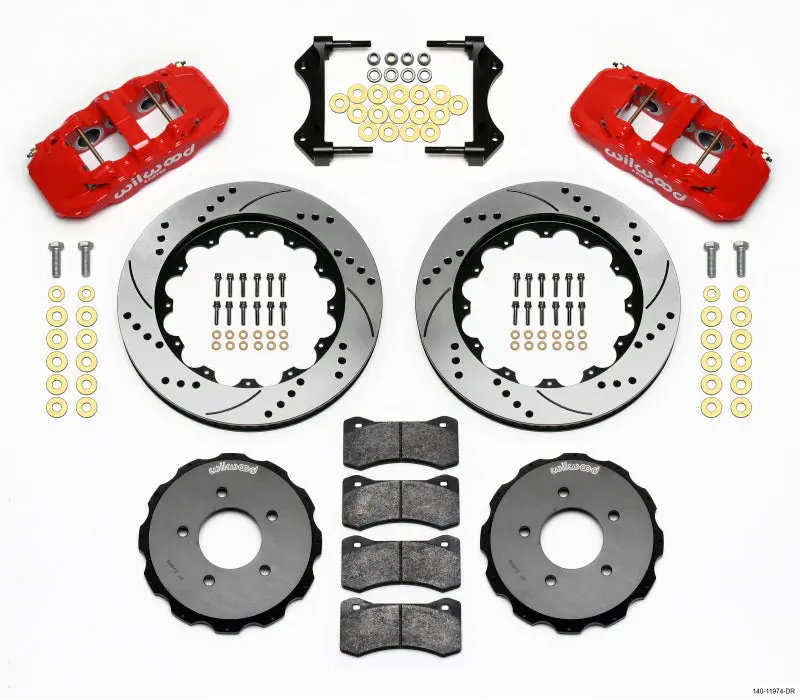 Wilwood Aero6 Front Hat Kit For 1999–2006 Bmw E46 – 14.00 In. Drilled Red 1
