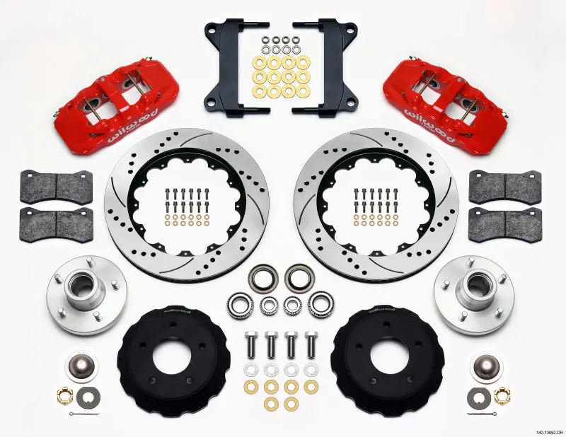 Wilwood Aero6 Front Hub Kit 14.00 Drilled Red For Chevy C-10 60-87 Cpp Drop Spindle 1