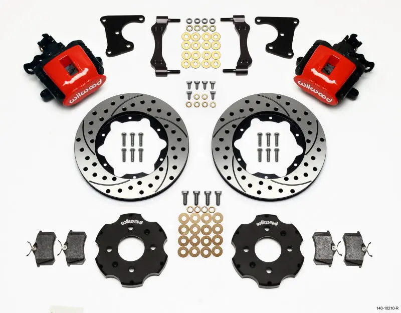 Wilwood Combination Parking Brake Rear Kit 11.00In Drilled Red For Honda Civic Integra 1988-1995 2.71 Hub Offset 1