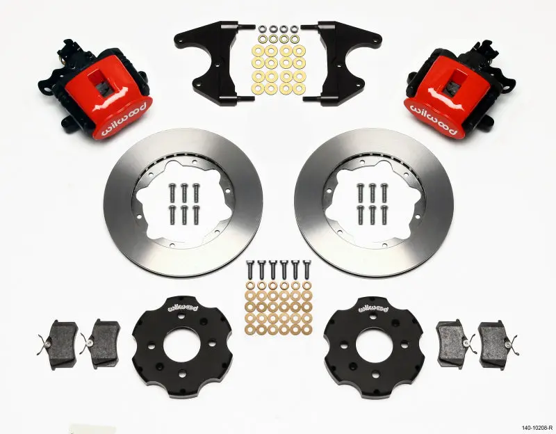 Wilwood Combination Parking Brake Rear Kit 11.00In Red For Honda Civic 1992-2000 And Integra Drum 2.46 Hub Offset 1