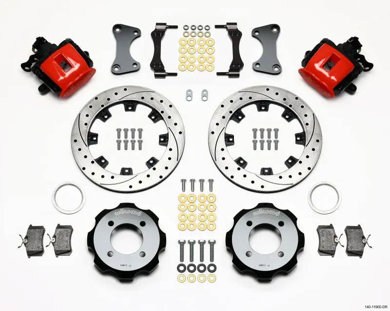 Wilwood Combination Parking Brake Rear Kit 11.75In Drilled Red For 2011-2014 Ford Fiesta S Se Sel Ses Titanium 1