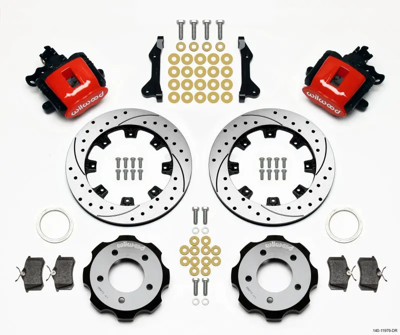Wilwood Combination Parking Brake Rear Kit 12.19In Drilled Red 2006-2015 Honda Civic Si 1