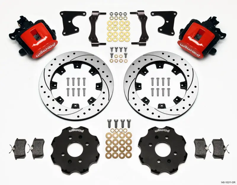 Wilwood Combination Parking Brake Rear Kit 12.19In Drilled Red For Honda Civic 1988-1995 And Integra 1990-1993 1