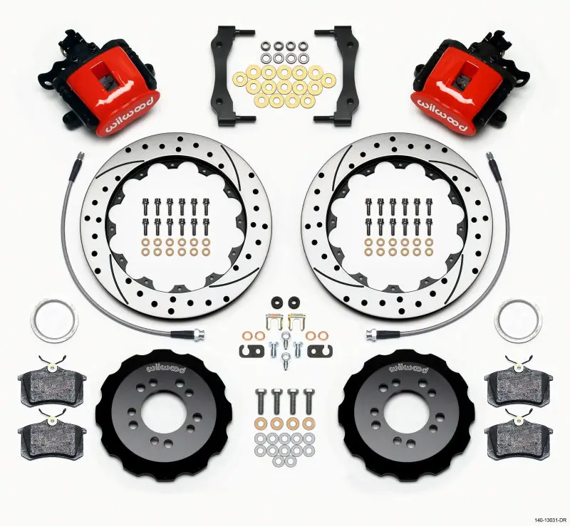 Wilwood Combination Parking Brake Rear Kit 12.88In Drilled Red 2013-2014 Ford Focus St W/ Lines 1