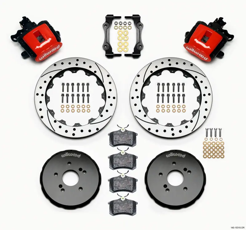 Wilwood Combination Parking Brake Rear Kit 12.88In Drilled Red Honda S2000 2000-2009 Base 2008-2009 Cr 1