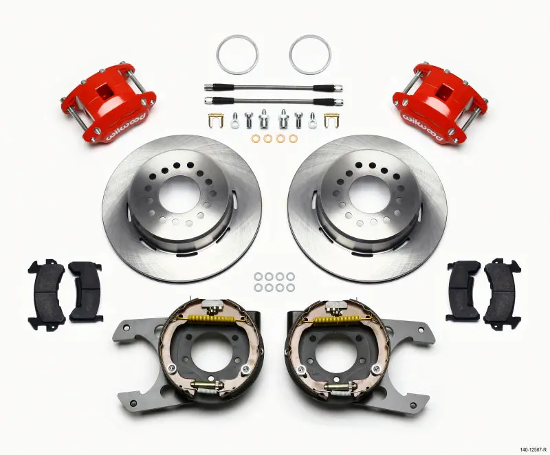 Wilwood D154 P/S Park Brake Kit Red Jeep Dana 35 2.56 Off 5-Lug 1
