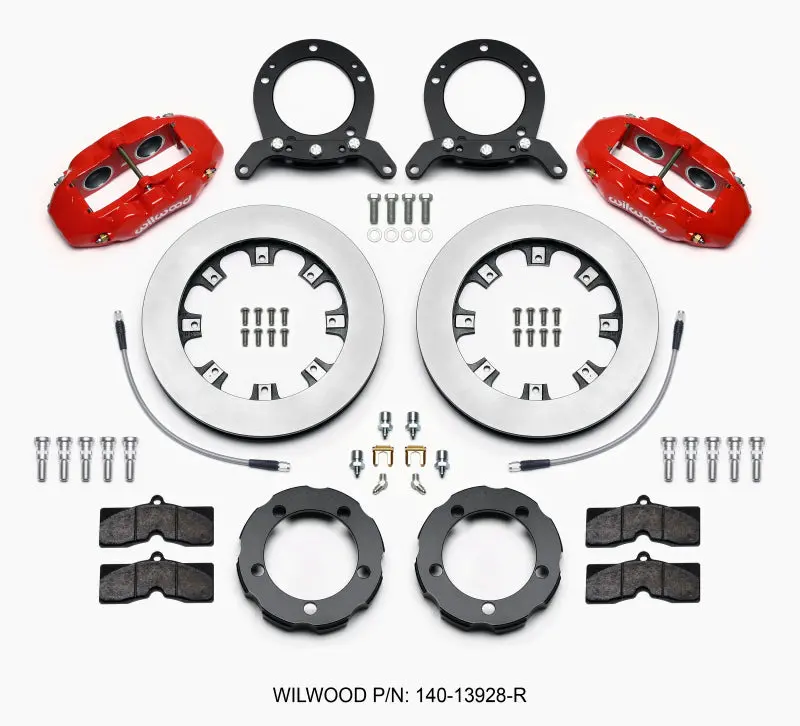 Wilwood D8 Front Hat Kit 12.19In Rotor Red 76-77 Ford Bronco Dana 44 1