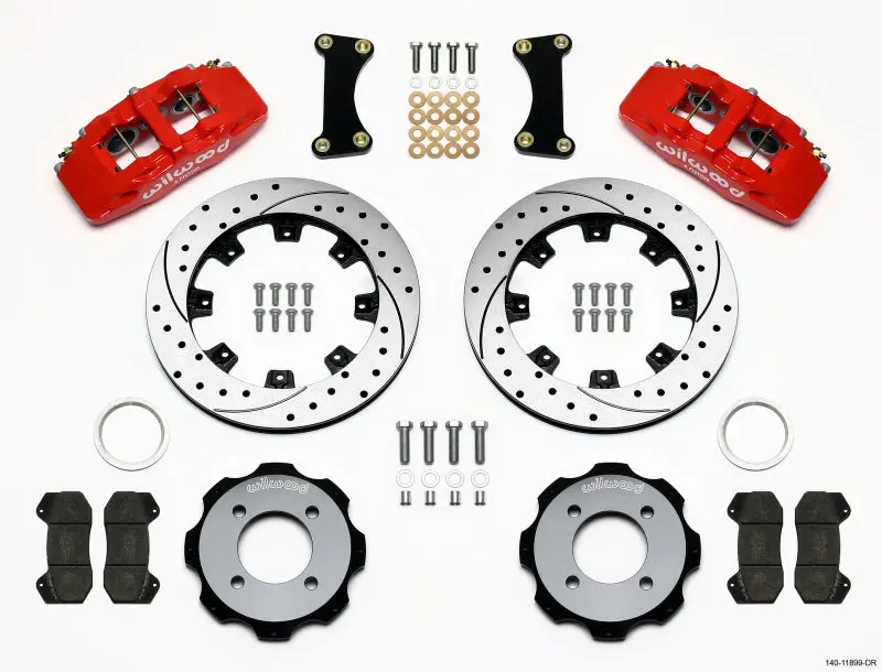 Wilwood Dynapro 6 Front Hat Kit 12.19In Drilled Red For 2011 Ford Fiesta 1