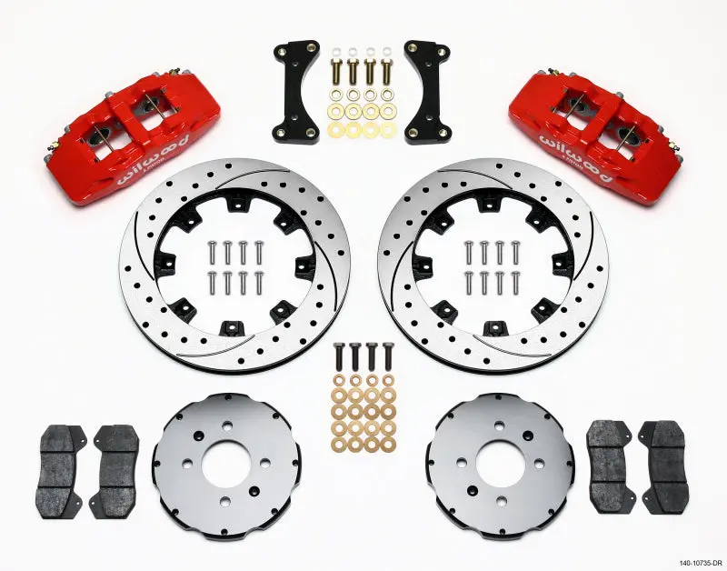 Wilwood Dynapro 6 Front Hat Kit 12.19In Drilled Red For 94-01 Honda/Acura W/262Mm Disc 1