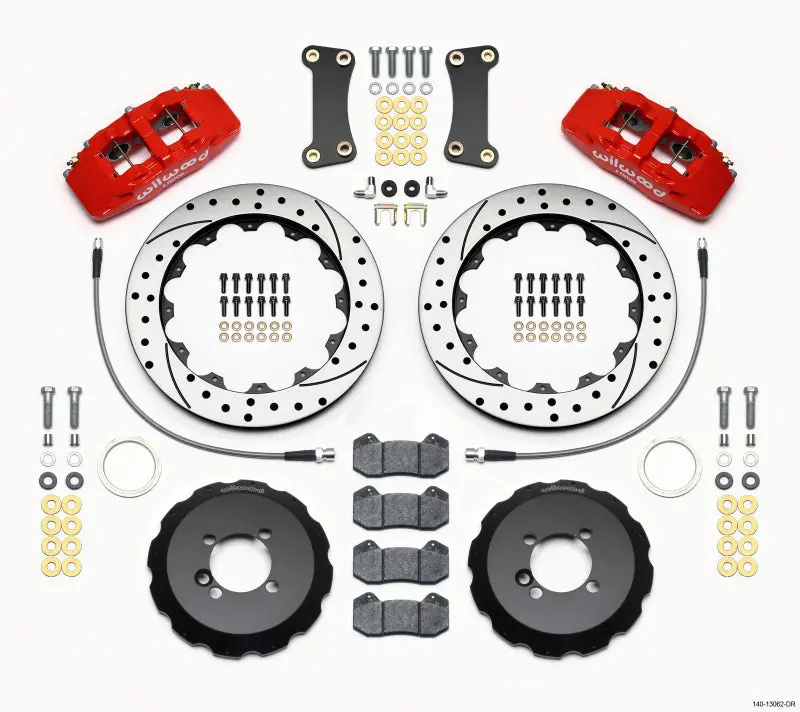 Wilwood Dynapro 6 Front Hat Kit 12.88In Drilled Red For 2002-2015 Mini Cooper 1