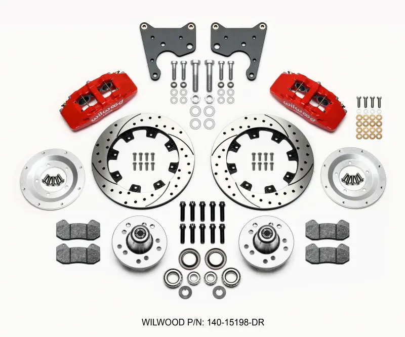 Wilwood Dynapro 6 Front Hub Kit 12.19In Drill Red For 1965-1972 Chrysler Dodge Plymouth C Body 1