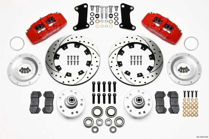 Wilwood Dynapro 6 Front Hub Kit 12.19In Drilled Red 67-69 Camaro 1
