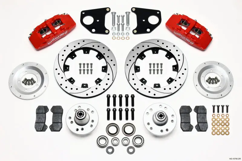Wilwood Dynapro 6 Front Hub Kit 12.19In Drilled Red For 62-72 Dodge B & E Body 1