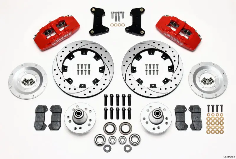 Wilwood Dynapro 6 Front Hub Kit 12.19In Drilled Red For 74-80 Pinto/Mustang Ii Disc Spindle 1
