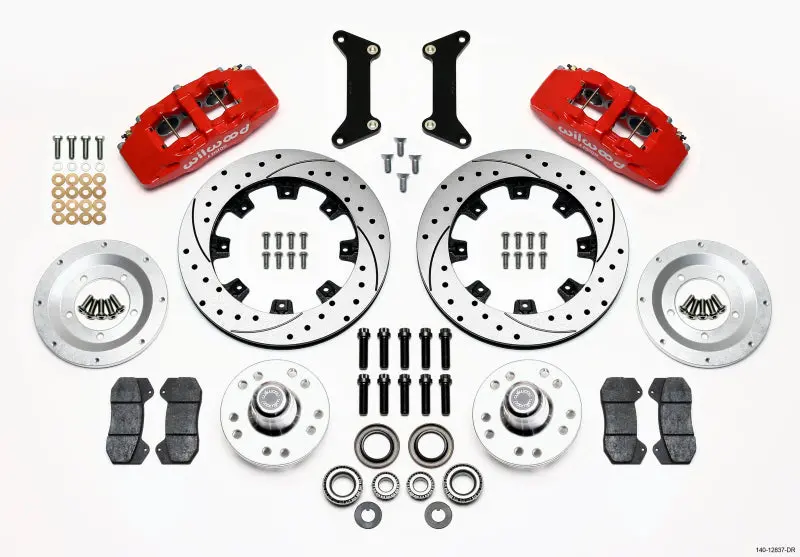 Wilwood Dynapro 6 Front Hub Kit 12.19In Drilled Red For 79-87 Gm G Body 1