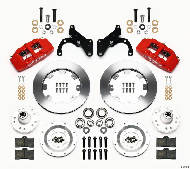 Wilwood Dynapro 6 Front Hub Kit 12.19In Red - Compatible With 69-70 Impala Drum/Disc 69-82 Vette 1