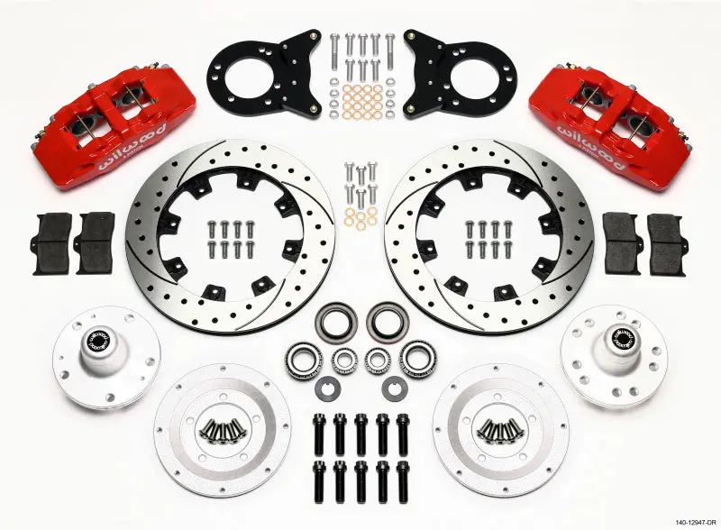 Wilwood Dynapro 6 Front Hub Kit 12.19In Red For 1965-1969 Mustang Disc & Drum Spindle 1