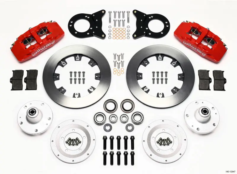 Wilwood Dynapro 6 Front Hub Kit 12.19In Red For 1965-1969 Mustang Disc & Drum Spindle 1