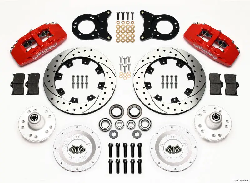 Wilwood Dynapro 6 Front Hub Kit 12.19In Red For 1970-1973 Mustang Disc & Drum Spindle 1