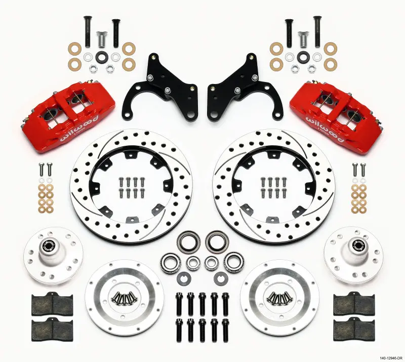 Wilwood Dynapro 6 Front Hub Kit With 12.19" Drilled Red Rotors For 69-70 Impala And 69-82 Vette 1