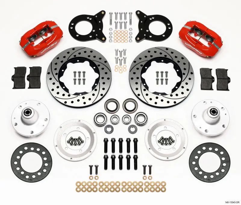 Wilwood Dynapro Dust-Boot Front Kit 11.00In Red 1965-1969 Mustang Disc & Drum Spindle 1