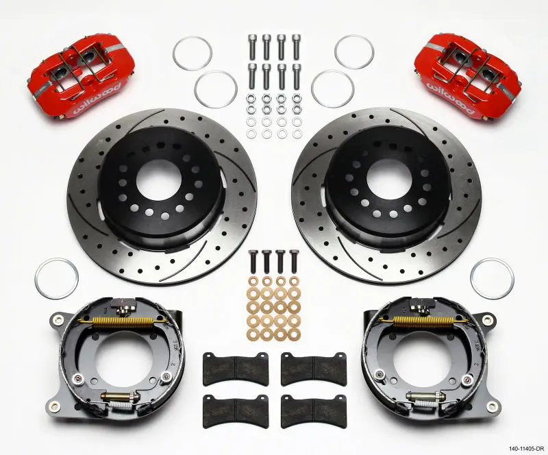 Wilwood Dynapro Low-Profile 11.00In P-Brake Kit Drill-Red For 55-57 Chevy Bel Air 1