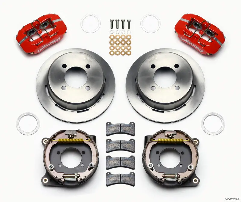 Wilwood Dynapro Low-Profile 11.00In P-Brake Kit Red Ford 7.5In Rear 2.80 Offset 1964-1966 Mustang Ranchero Comet 1