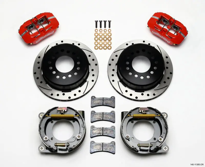 Wilwood Dynapro Low-Profile P-Brake Kit 11.00In Drill-Red For 1975-1986 Chevy C-10 2.42 Offset 5-Lug 1
