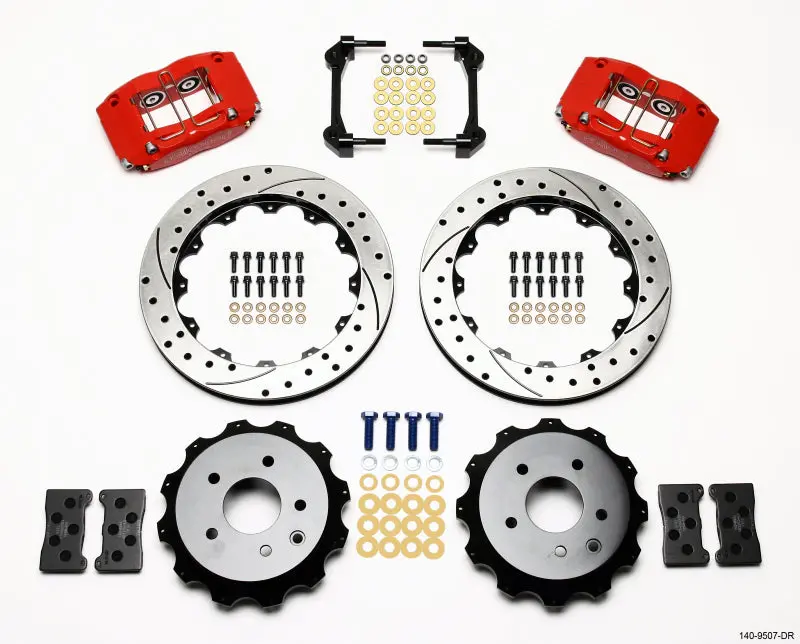 Wilwood Dynapro Radial Rear Kit 13.00In Drilled Red For Nissan 350Z And Infiniti G35 2003-2012 1