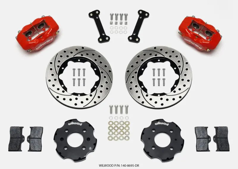 Wilwood Forged Dynalite Front Hat Kit 11.00In Drilled Red For Honda Civic 1988-2000 And Integra With Factory 240Mm Rotor 1