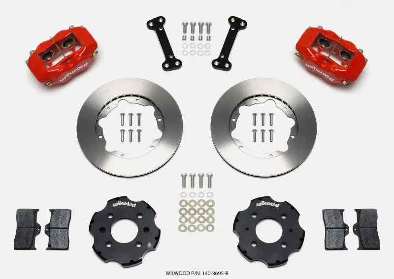 Wilwood Forged Dynalite Front Hat Kit 11.00In Red For Honda Civic 1988-2000 And Integra With Factory 240Mm Rotor Compatibility 1
