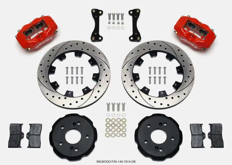 Wilwood Forged Dynalite Front Hat Kit 12.19In Drilled Red For 02-06 Acura Rsx 5 Lug 1