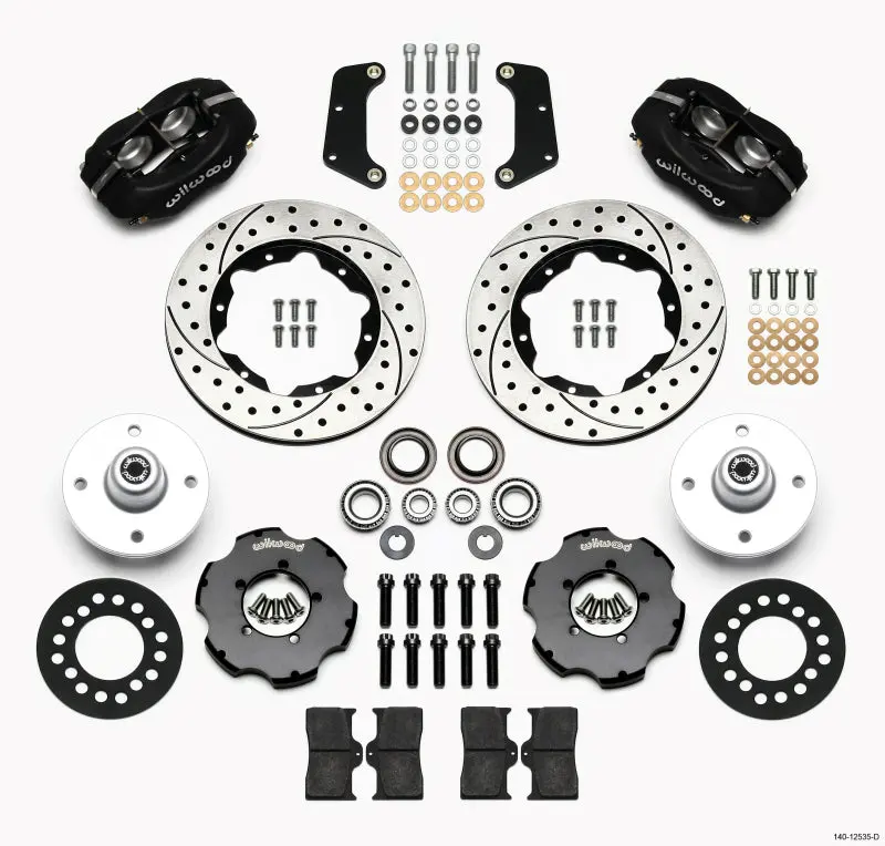 Wilwood Forged Dynalite Front Kit 10.75In Drilled Red For 64-65 Mustang 6 Cylinder 4-Lug 1