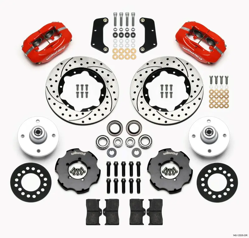 Wilwood Forged Dynalite Front Kit 10.75In Drilled Red For 64-65 Mustang 6 Cylinder 4-Lug 1